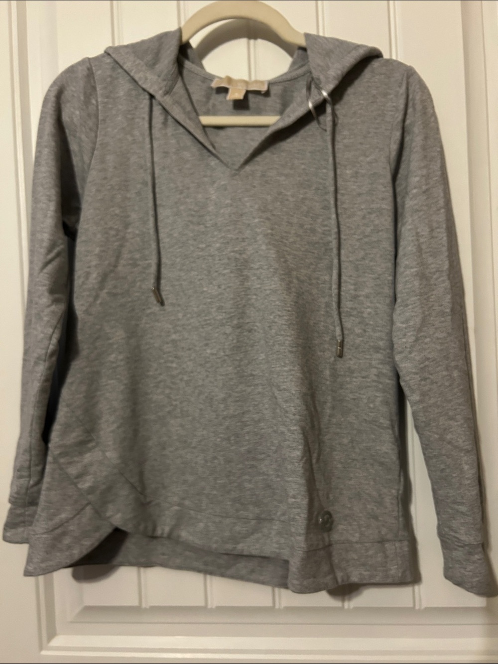 Michael Kors Light Gray Hooded V-Neck Pullover